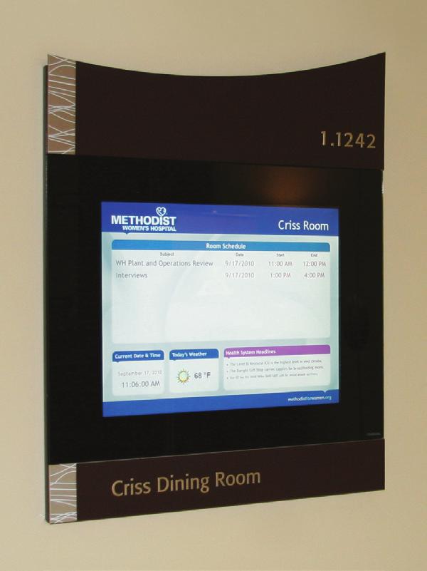 Digital displays were also incorporated into the architectural environment on each floor to communicate important rules and regulations for patients, visitors and staff.