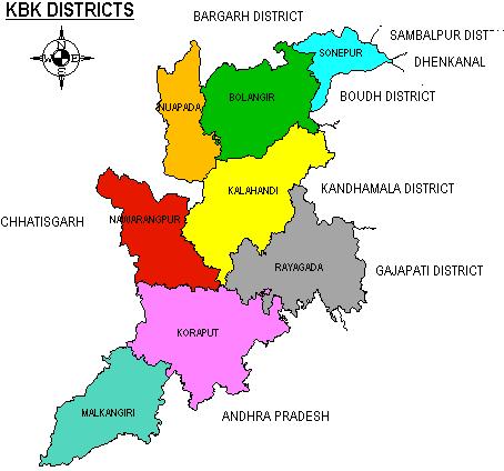 KBK Districts: A unique approach towards development The old districts of Koraput, Balangir and Kalahandi (popularly known as KBK districts) have since 1992-93 been divided into eight districts: