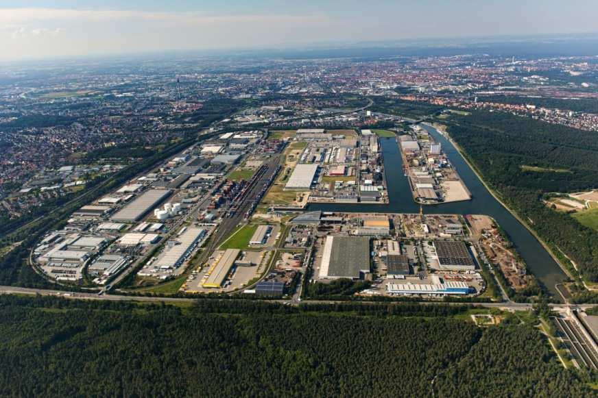 4 A study showed that over 40,000 jobs directly or indirectly depend on the six bayernhafen Gruppe locations of Aschaffenburg, Bamberg, Nuremberg (pictured), Regensburg, Roth and