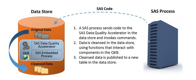power of SAS data quality algorithms to the data taking advantage of database parallel computing capabilities Embedded processing