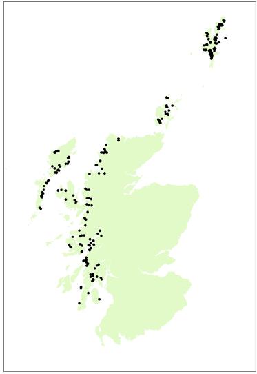 Figure 3. Distribution of active salmon farm sites in Scotland in 20