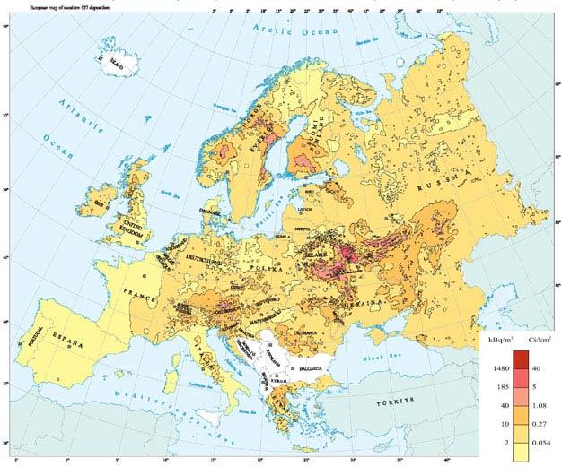 page 16/22 Annex Annex 1: Figure 1. Surface-ground deposition of 137 Cs throughout Europe as a result of the Chernobyl accident (De Cort et al.