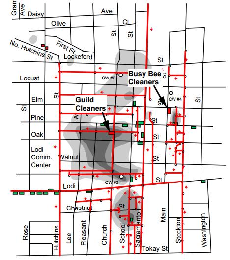 VOCs Release / Migration Lodi, California Sewer Lines: 1) Sewer pipes and utility trenches