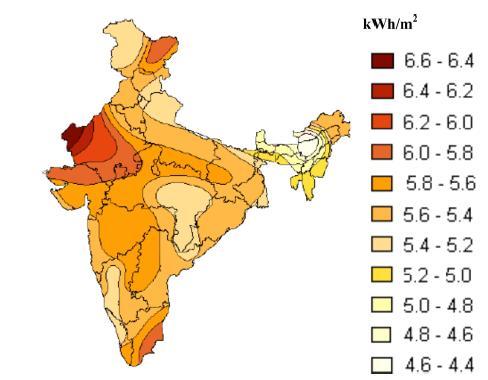 The daily average solar energy incident over India varies from 4 to7kwh/m2 with the sunshine hours ranging between2300 and 3200 per year, depending upon location [1].