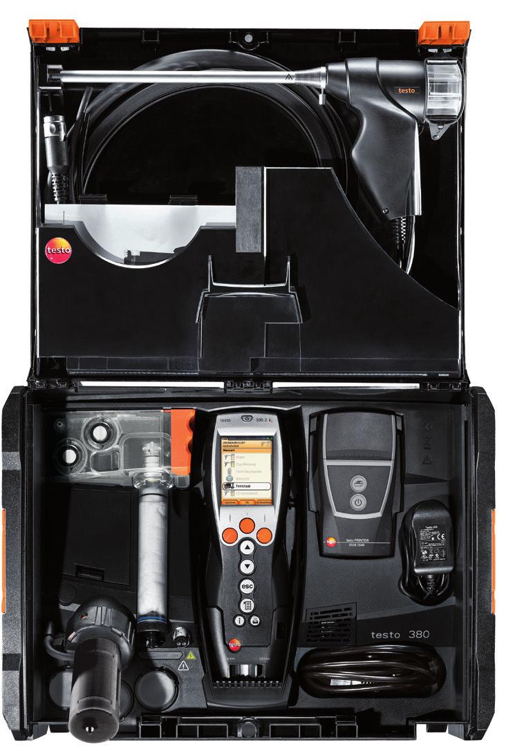 Overview of the measurement system The fine particle measuring system testo 380 consists of two system components: the fine particle analyzer testo 380 including fine particle probe, and the testo