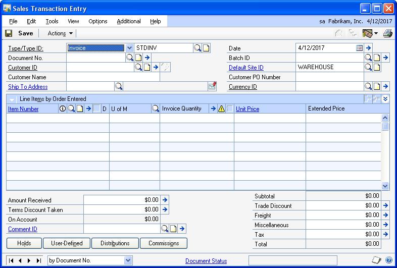 PART 2 TRANSACTION ENTRY Transaction Entry window or the Sales Item Detail Entry window and selecting a new ship-to address ID or site ID. The changes will apply only to the selected line item.