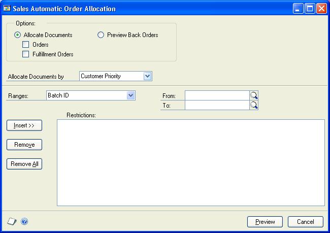 CHAPTER 19 ALLOCATING ITEM QUANTITIES Allocating back-ordered items for orders and fulfillment orders Use the Sales Automatic Order Allocation window to select the documents with items on back order