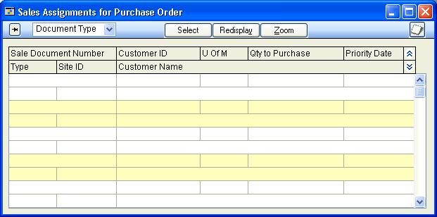 PART 3 ALLOCATION, FULFILLMENT, AND PURCHASING 4. Choose Add Sales Doc to open the Sales Assignments for Purchase Order window. 5.