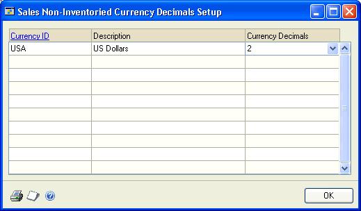 PART 1 SETUP 8. If you aren t using Multicurrency Management, enter the number of decimal places to use when displaying and entering currency amounts for noninventoried items.