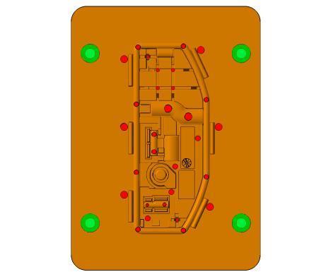 Bolt Holes Bolt holes (green) Ejection system (red) Add round holes for ejector pins