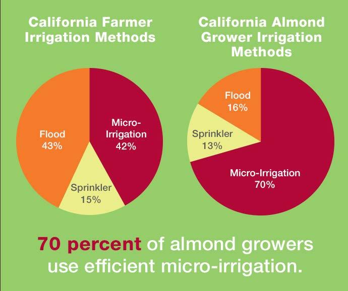 Over the past 20 years, almond growers have improved their water use efficiency by 33%, producing more crop per drop.