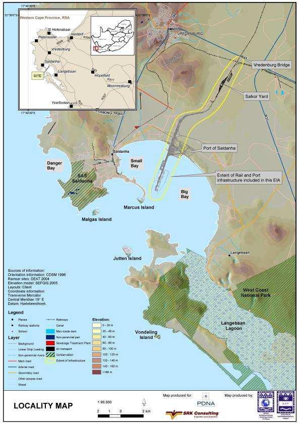 Figure 1: Locality Map of the Port of Saldanha, showing the
