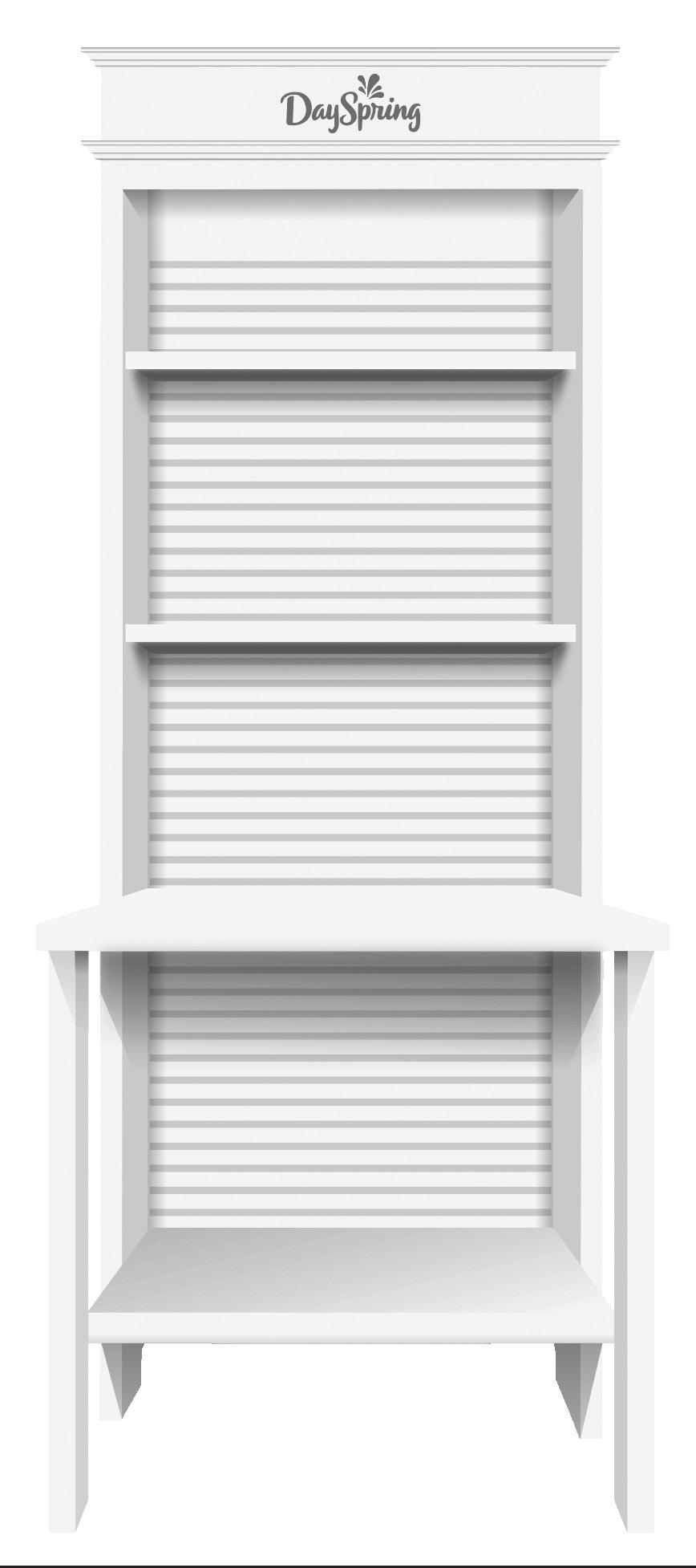 NEW! HUTCH END CAP PLEASE NOTE: For use on back-to-back DaySpring Counter Card Fixtures or 4' In-Line Gift