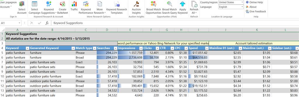 DEMO: Smarter keyword suggestions Combine keyword suggestions for more keywords with the power of filtering and sorting within excel GUIDELINES 1.