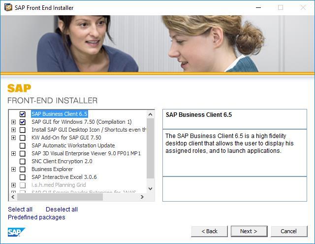 SAP front-end installation One common installation tool SAP Business Client and SAP GUI for Windows are installed using the SAP Front-End Installer SAP Installation Server Requires just a network