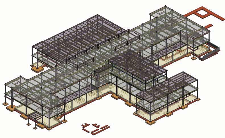 This fully detailed structural model of the Rehabilitation Center was passed on to the general contractor after design.