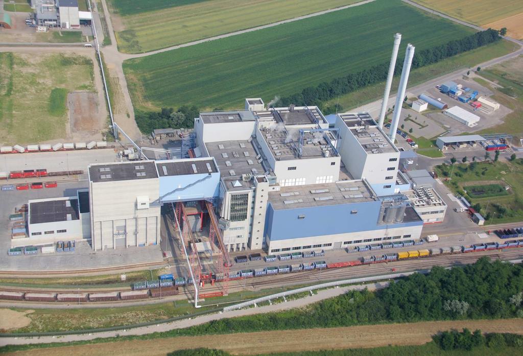 Waste Incineration Plant EVN in Zwentendorf, Lower Austria Planning (UV&P): 1999/2001 Start up line 1+ 2: 2003 Start up line 3: 2009 Technology: Fuel capacity: Grate firing 2 x 60 MW 1 x 90 MW Steam