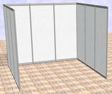 Style D Complete Booth Coverage 10 Wide booth space 2 - Side Wings Requires - 9 Panels (37 x 87 ) Please indicate style requirement: A - 1 Vertical B - 2 Vertical C - Back Wall Coverage D - Complete