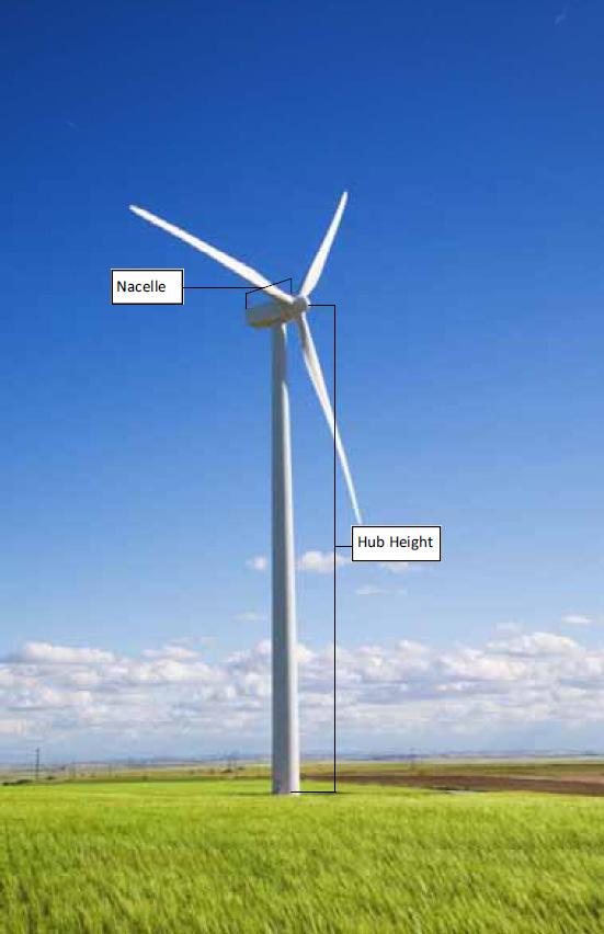 Blade diameter = 70 to 120 m Hub height: 60 to 100 m Figure 2.2: A 2.