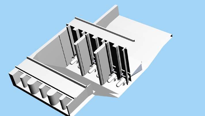 Fig. 4: 3D-model of a 2 MW 6-unit power plant The StreamDiver is also perfectly suitable for integration in a completely overflowed power plant.