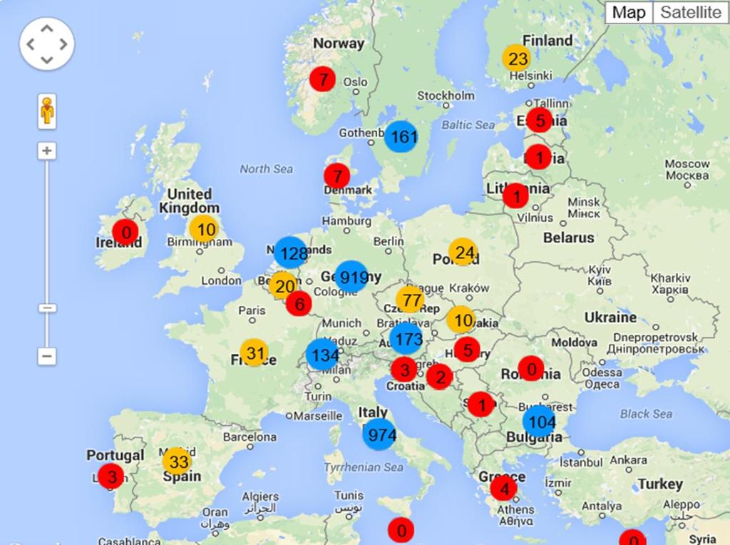 CNG filling stations in Europe in 2014