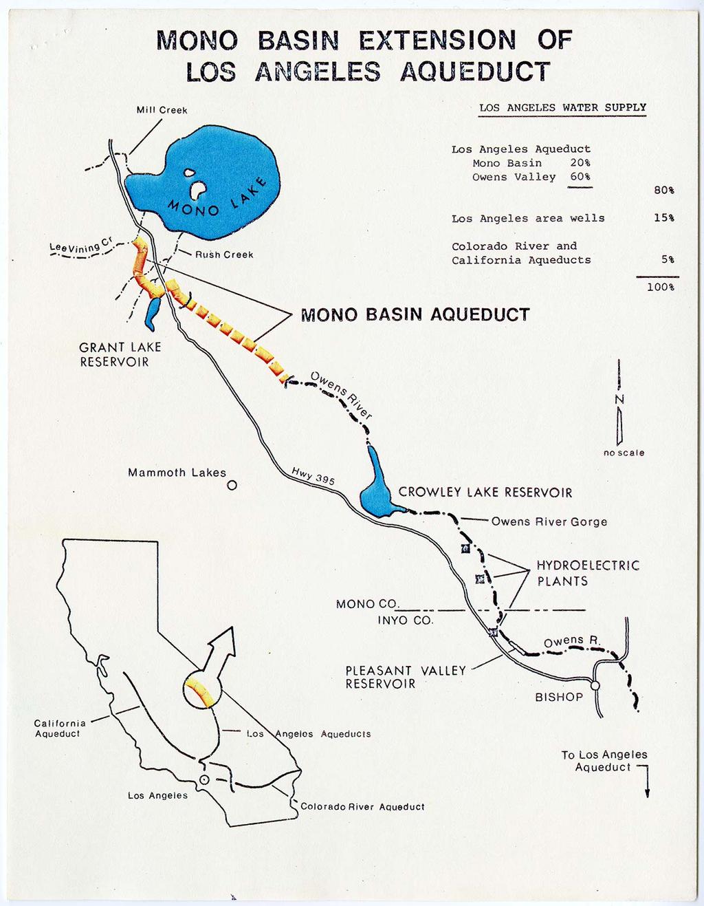 MONO BASIN EXTENSION OF LOS ANGELES AQUEDUCT Mill Creek LOS ANGELES WATER SUPPLY Los Angeles Aqueduct Mono Basin 20% Owens Valley 60% 80% MONO 15% Los Angeles area wells t-!