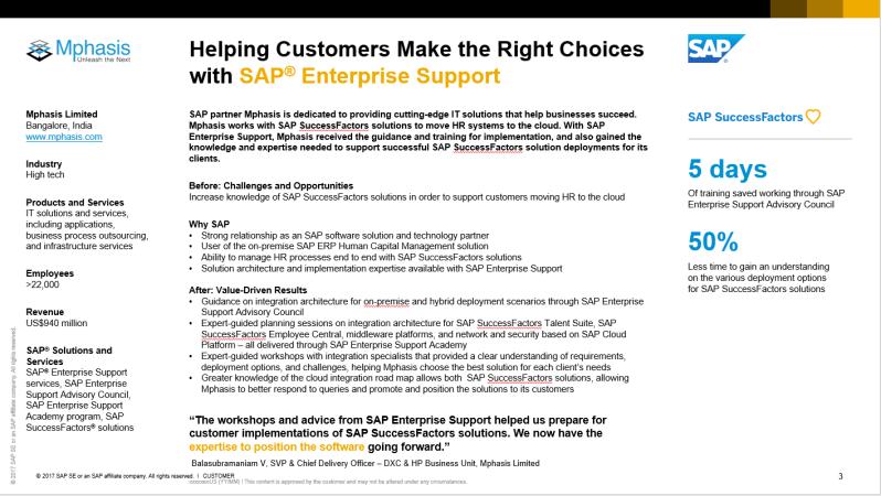 ESAC Integration Work Stream Customer and Partner References Gaining confidence and speeding the adoption of integrated cloud HR DERCO, Chile Speeding Integrated Cloud HR Transformation with SAP
