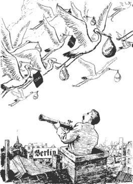 In this British cartoon from 1948, Stalin watches as the storks