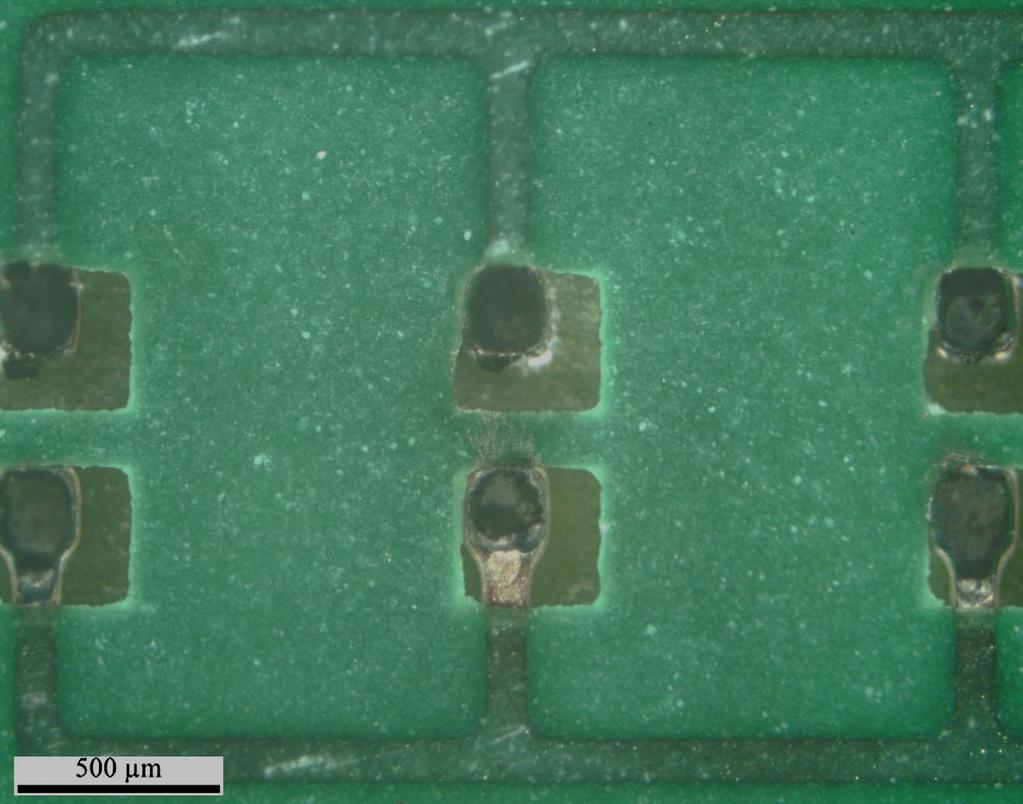 Dendritic Growth Solder Solder Mask (green area) Exposed Substrate Dendritic