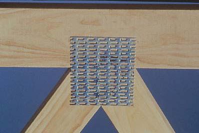 Connectors are always used in pairs with identical plates pressed into both faces of the joint.