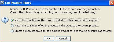Rel. 8.7.2 Product Cutting Duplicating Product Cuttable Groups If you need to order and cut products in parallel groups, such as bundled wire, you may need to duplicate a cuttable product group.