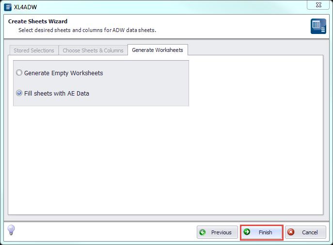 Finish t launch the Get Input Data frm AE wizard.
