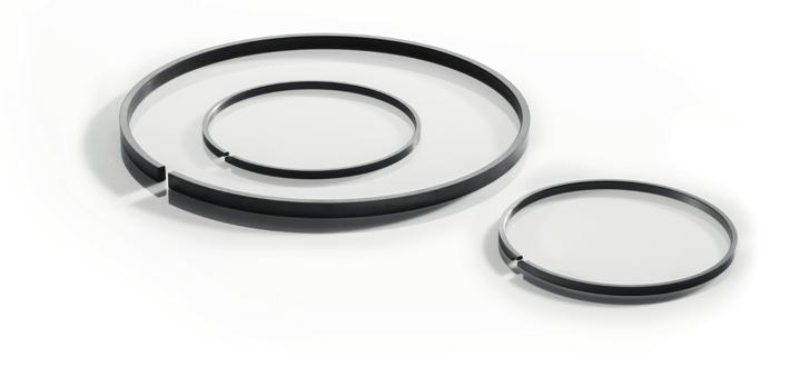 Single-part slit rings Particularly in the case of translational movements, such as the motion of pistons in a cylinder, contacting single-piece slit rings can be used for sealing.