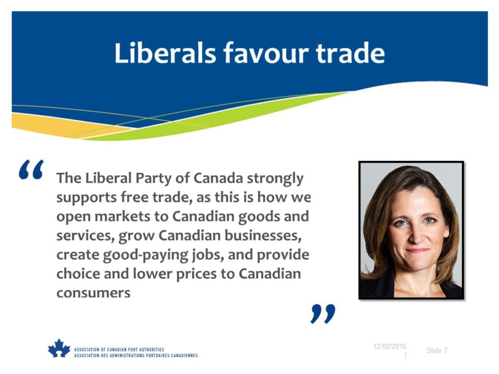 Liberals will build on trade legacy of previous governments in their own way.