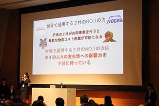 was held over two days. In this program, the children came up with new ideas of brand businesses utilizing the Shunsoku brand handled by ITOCHU Corporation, and even gave presentations.