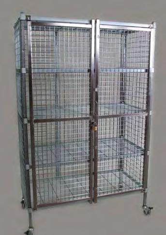 Security Cage PRODUCT CODE# Zinc Plated: ZSC Stainless Steel: SSC Security Shelving allows storage and movement of costly items with safety and security.