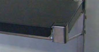 Shelves are secured on brackets adjustable every 55mm to wall angles.