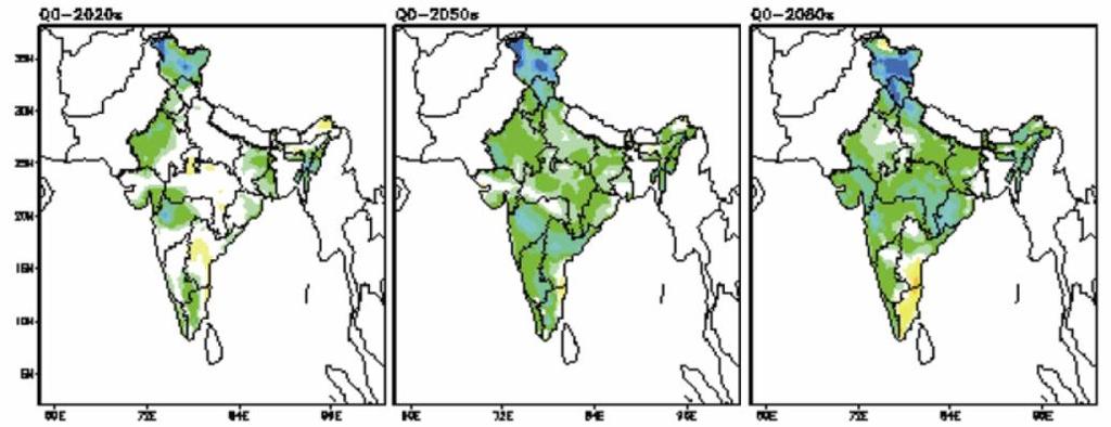 Karnataka region is projected to increase in 2030s, 2050s and 2080s.