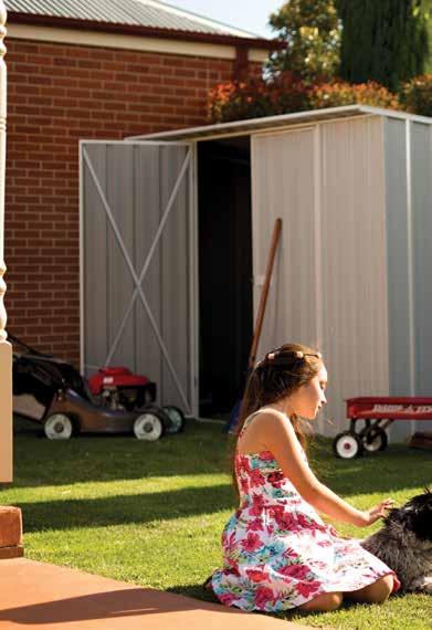 FLAT Roof Sheds 0109E - Heritage Red For those customers who are tight on room, our Flat Roof shed offers the most space-efficient DIY storage solution yet.