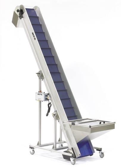 2250 conveyor is ideal to convey runners to grinders or parts to box filling applications or inspection tables.
