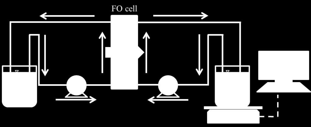 Water flux [1-6 m/s] Material & methods: Run 2 13 Schematic diagram of FO test Cross flow