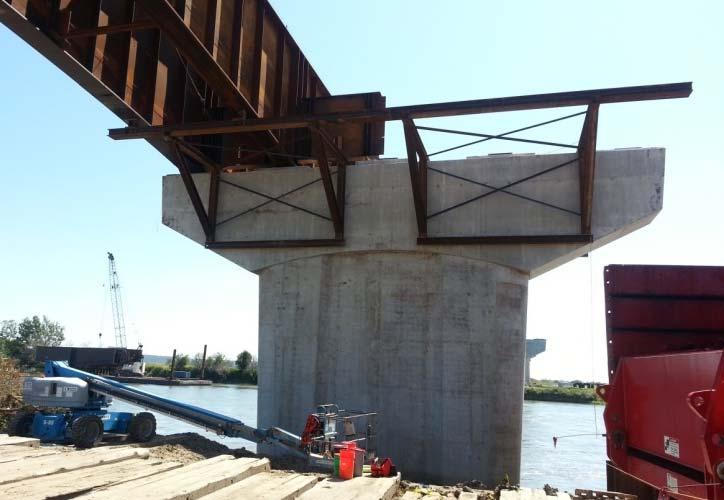 Jensen Construction supplied surveyed bearing pedestal elevations and anchor bolt locations for the steel girder unit to Veritas Steel.