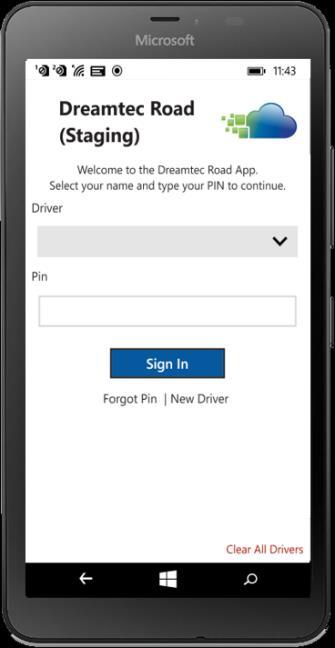 Once the Towing Company is registered and the App is installed on a smartphone, the driver can register the smartphone or tablet