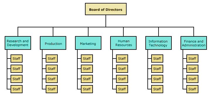 Figure 3 Functional Organisation Structure Source: http://plmneed.blogspot.in/2015/02/functional-type-organization-structure.html 8.3. Line and Staff Organization Structure This structure has been evolved in order to achieve the benefits of both the line as well as the functional organization.