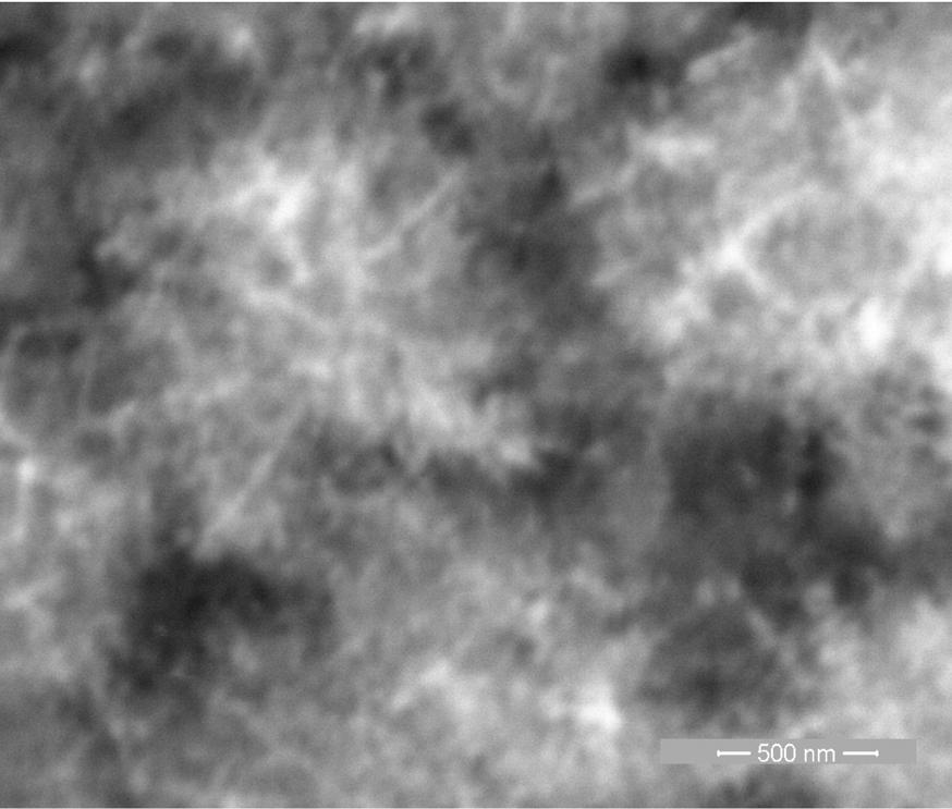 SEM images of nanostructured titanium oxide layer witch are formed under action of laser radiation with power 15 W in the accelerating electrostatic field with strength 625 V/m are shown in Figure 5.