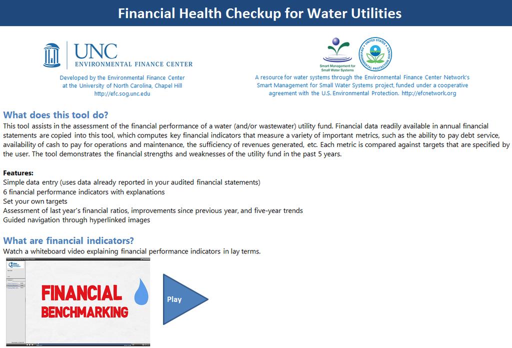 Financial Health Checkup for Water Utilities http://efc.sog.unc.