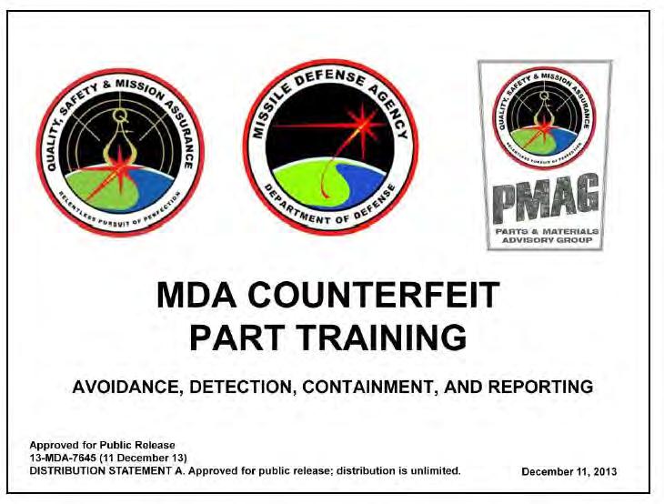 Training Resources Counterfeit Parts Definitions & Origins MDA Documents
