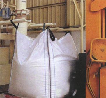 Filling materials in bulk bags and 50 lb (25kg) bags in a minerals processing plant Automatic bag loop release Handling by pallet Semi-automated bulk