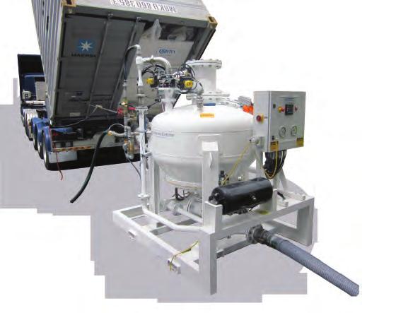 The system utilises a single compressed air source to both generate the vacuum as well as convey the material, and can be