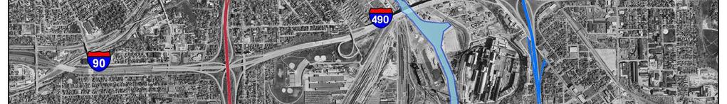 The interchange at Prospect Avenue is missing one ramp, an exit from eastbound I-90. This ramp is located at Carnegie Avenue, one crossroad south of Prospect Avenue.